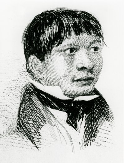 Jemmy Button, Fuegian adopteret af Fitzroy ekspeditionen, som han dukkede op i 1833 1839 af Unbekannt