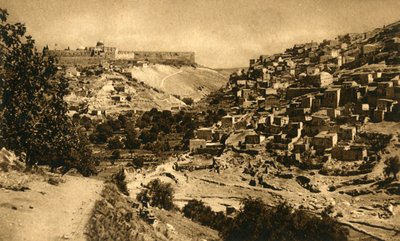 Jerusalem - Kidrondalen, Siloam og bymuren, c1918-c1939. af Unbekannt