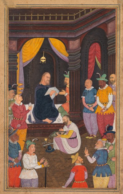 Jesus bliver portrætteret af kong Abgars maler, fra en Mirat al-quds..., 1602-1604. af Unbekannt