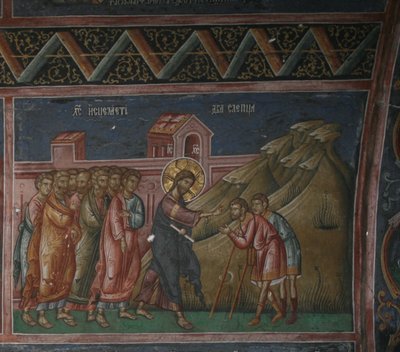 Jesus helbreder to blinde mænd, 1300-tallet af Unbekannt