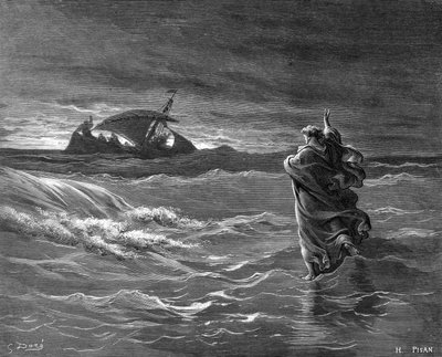 Jesus går på vandet, 1866 af Unbekannt