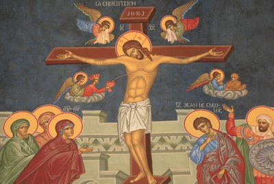 Jesu korsfæstelse. Saint-Antoine-le-Grand ortodokse kirke Saint-Laurent-en-Royans Frankrig af Unbekannt