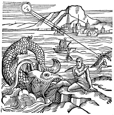 Jonas bliver udspyet af hvalen, 1557 af Unbekannt