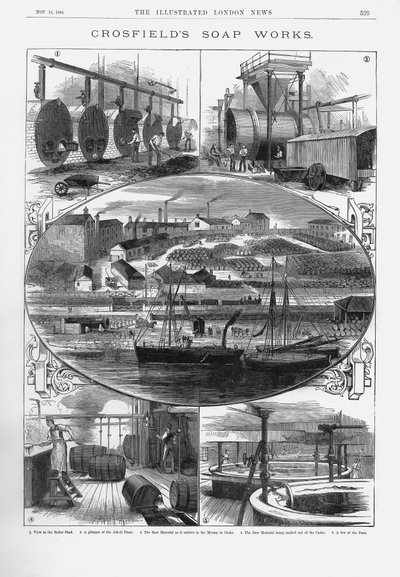Joseph Crosfield and Sons sæbefabrik ved Bank Quay, Warrington, Cheshire, 1886 af Unbekannt