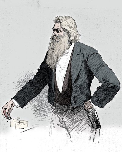 Joseph Wilson Swan, britisk fysiker og kemiker, demonstrerer elektromagnetisme, 1889 af Unbekannt