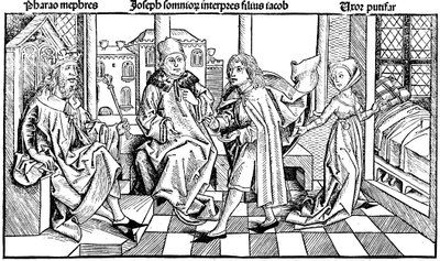 Josef fortolker faraos drøm, 1493 af Unbekannt