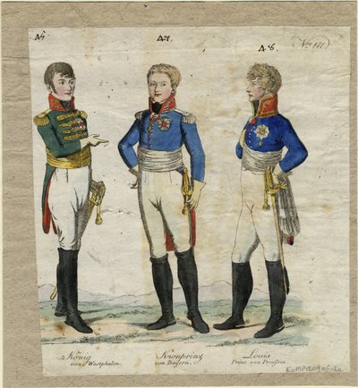 Jérôme Bonaparte, konge af Westfalen, prins Louis Ferdinand af Preussen og Ludwig I af Bayern, ca. af Unbekannt