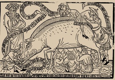 Judensau jøder sår, ca 1470. af Unbekannt
