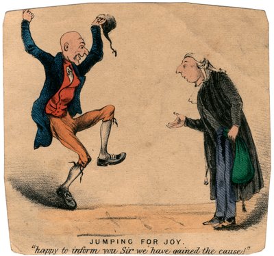 Vor Freude springen - glücklich Ihnen mitteilen zu können, Sir, wir haben den Fall gewonnen! von Unbekannt