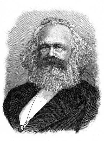 Karl Marx, tysk politisk, social og økonomisk teoretiker fra det 19. århundrede af Unbekannt