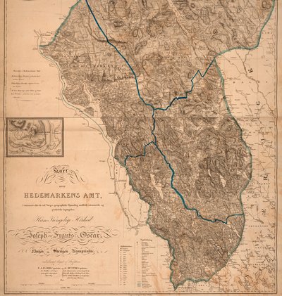 Kort over Hedmark amt (inkl. Skreya og Helg-Öen) af Unbekannt