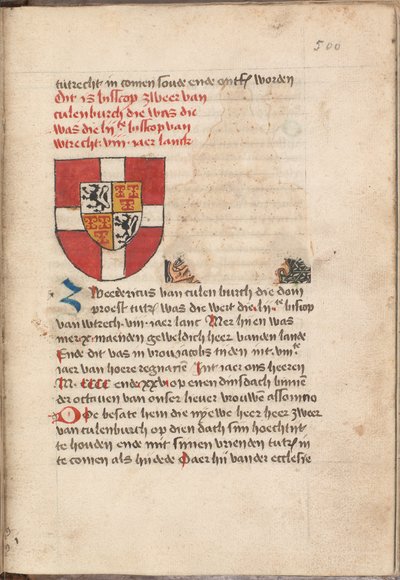 Kattendijkekroniek - Die historie of die cronicke van Hollant, van Zeelant ende van Vrieslant ende van den stichte van Uutrecht ende van veel landen die men hierna nomen sal - KB KW 1900 A 008, folium 500r af Unbekannt