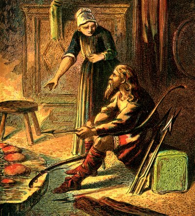 Kong Alfred og kagerne, c1850 af Unbekannt