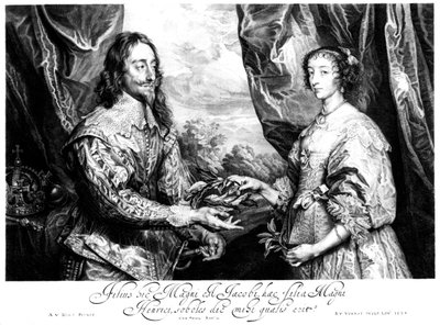 Kong Charles I 1600-1649 og Dronning Henrietta Maria 1609-1669 af Unbekannt