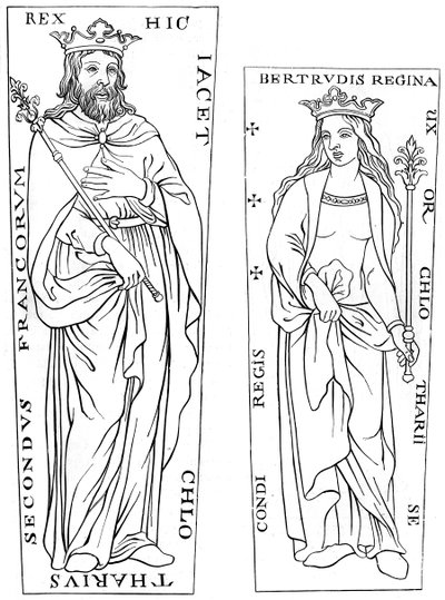 Kong Clotaire II 584-629 og Bertude 575-604, 12. århundrede 1849 af Unbekannt