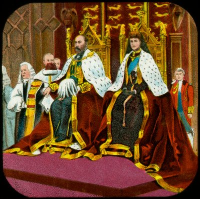Kong Edward VII og dronning Alexandra, statsåbningen af parlamentet, Westminster, c1902-1909 af Unbekannt