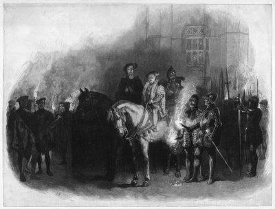 Kong Edward VI og Edward Seymour, hertug af Somerset, Hampton Court, 1800-tallet af Unbekannt