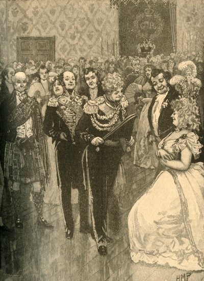Kong George IV holder en dige i Holyrood Palace, Edinburgh, 1822 c1890. af Unbekannt