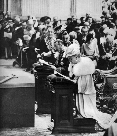 King George V og Queen Mary i St Pauls Cathedral, Silver Jubilee Thanksgiving service, 1935 af Unbekannt