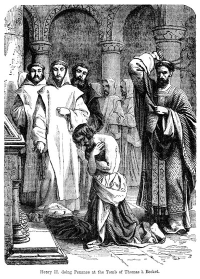 Kong Henry II gør bod ved Thomas a Beckets grav, Canterbury Cathedral af Unbekannt