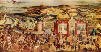 Kong Henrik VIII. Møde...Francis ved...Guldklædets felt, 1520, c1930. af Unbekannt