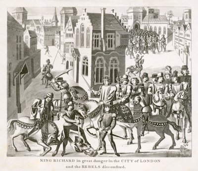 Kong Richard II konfronterer oprørerne, Bondeoprøret, London, 1381 1800-tallet af Unbekannt