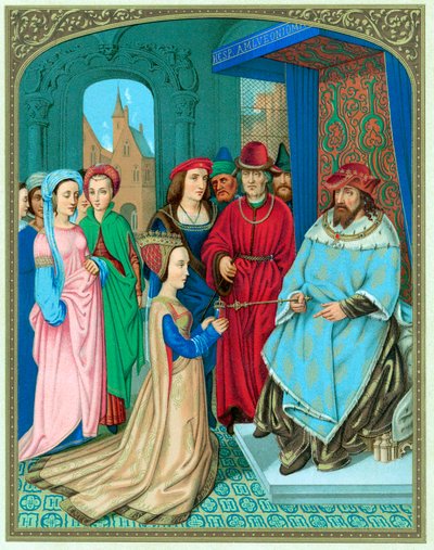 Kong Salomon byder dronningen af Saba velkommen af Unbekannt