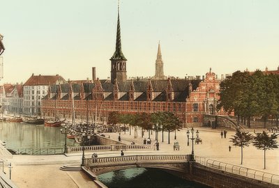 København. Børsen. Omkring 1900. Foto af Photoglob / Zürich af Unbekannt