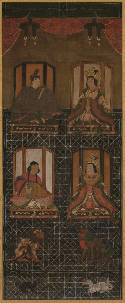 Koya Myojin Mandala af de fire guddomme fra Koya-bjerget, 1500-tallet. af Unbekannt