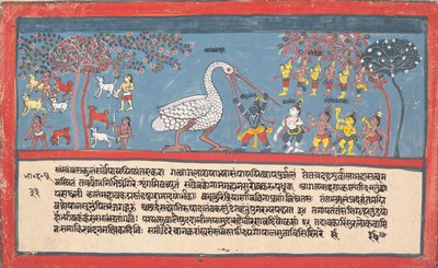 Krishna dræber Bakasura, Tranedæmonen... fra en spredt Bhagavata Purana..., 1800-1825. af Unbekannt
