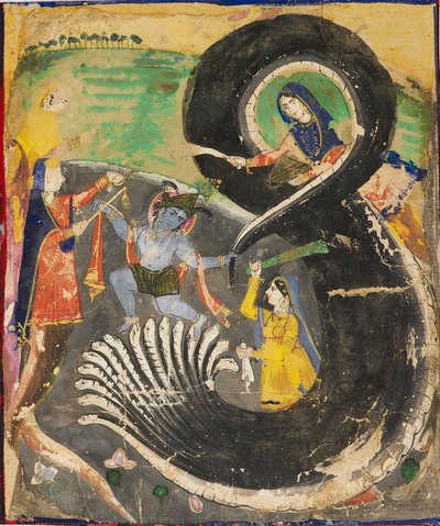 Krishna and the naga Kaliya, 1800-tallet af Unbekannt