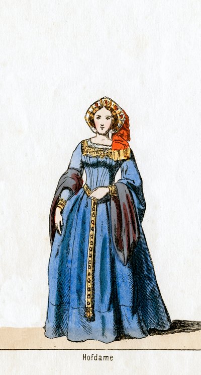 Dame i vente, kostumedesign til Shakespeares skuespil, Henry VIII, 1800-tallet af Unbekannt