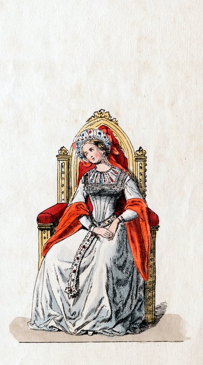 Dame i vente, kostumedesign til Shakespeares skuespil, Henry VIII, 1800-tallet af Unbekannt