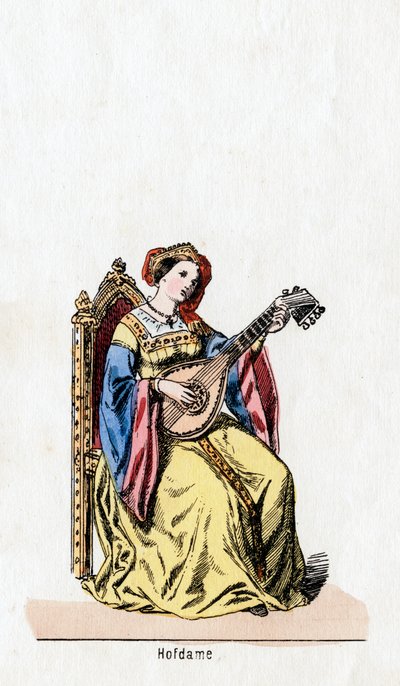 Dame i vente, kostumedesign til Shakespeares skuespil, Henry VIII, 1800-tallet af Unbekannt
