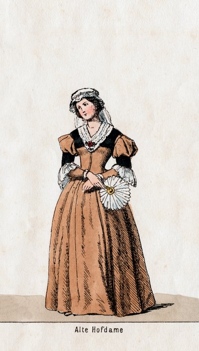 Dame i vente, kostumedesign til Shakespeares skuespil, Henry VIII, 1800-tallet af Unbekannt