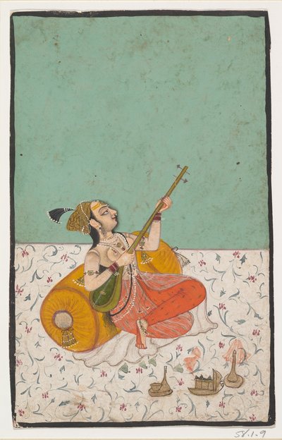Lady Musician Playing a Sitar, ca. 1800. af Unbekannt