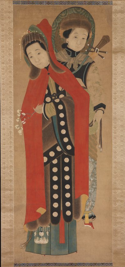 Dame og ledsager, 1800-tallet. af Unbekannt