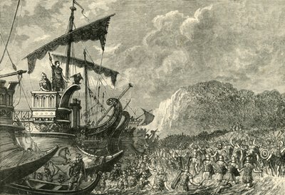 Julius Cæsars landgang i Storbritannien, 1890. af Unbekannt