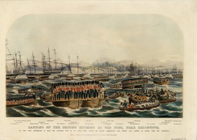Landgang af den britiske division ved Old Fort, nær Sevastopol, 1854 af Unbekannt