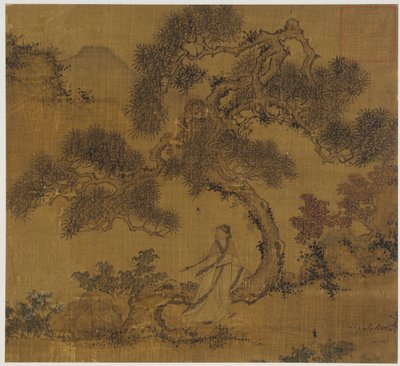 Landskab: en mand under en fyr, Ming-dynastiet, 1368-1644. af Unbekannt
