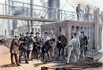 Udlægning af det transatlantiske telegrafkabel, 1865 af Unbekannt