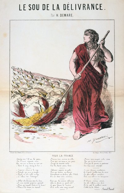 Le Sou de la Delivrance karikatur og sangark, fransk-preussisk krig, 1870-1871 af Unbekannt