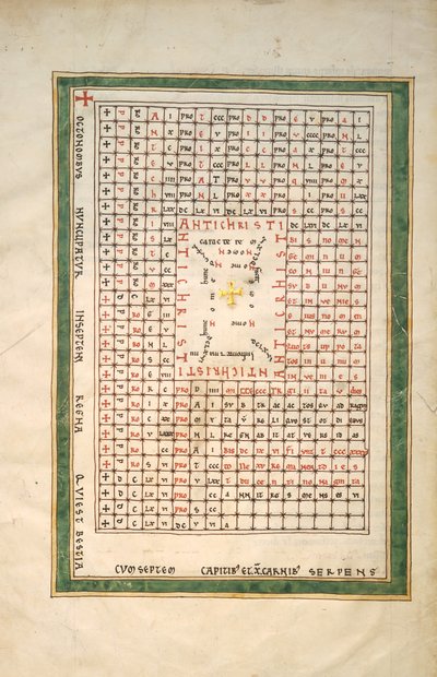 Blad fra et Beatus-manuskript: Antikrists tabel, ca. 1180. af Unbekannt