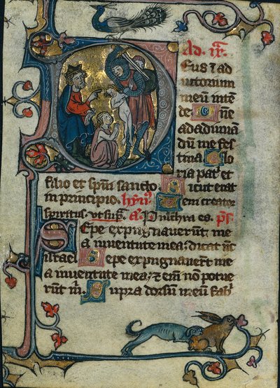Blad fra en timebog: Initial D: Massacre of the Innocents 1 af 2 udskårne blade, begyndelsen af 1300-tallet af Unbekannt