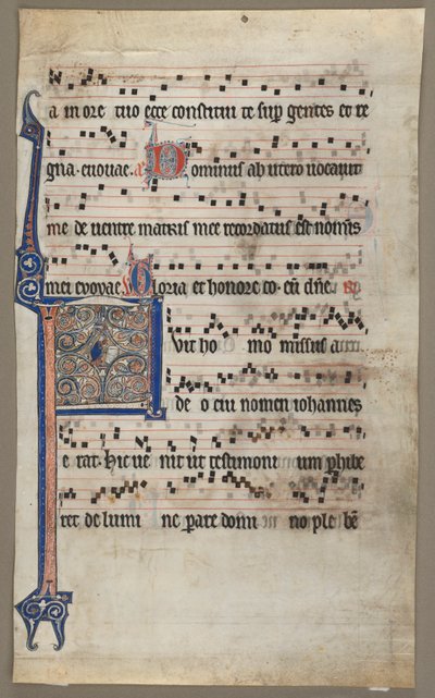 Blad fra en korbog: Bebudelse til Zacharias, c1265. af Unbekannt
