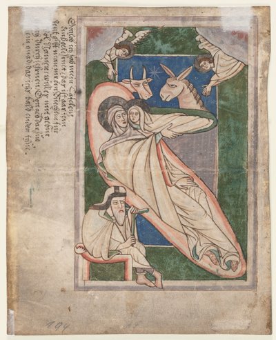 Blad fra en Psalter: Nativity verso, begyndelsen af 1200-tallet. af Unbekannt