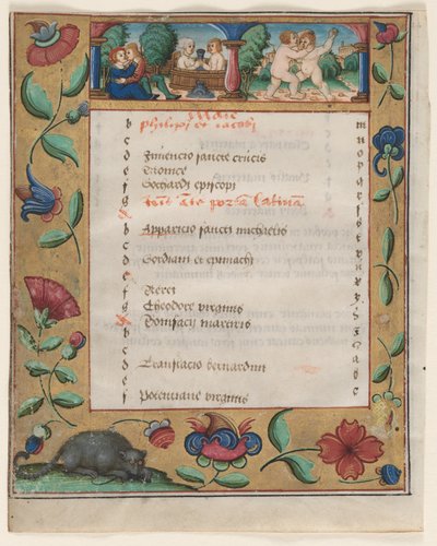 Blad fra en Psalter og Bønnebog: Kalenderside med Labor verso, ca. 1524. af Unbekannt