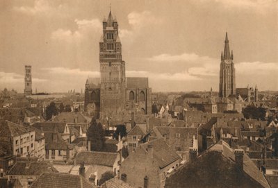 De tre tårne ​​klokketårn, katedralen og kirken Notre-Dame, c1928 af Unbekannt