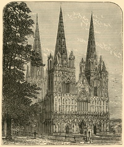 Lichfield Cathedral - Vestfronten, 1898. af Unbekannt