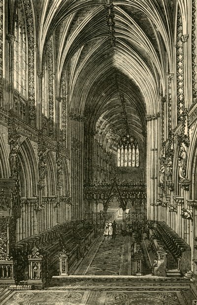 Lichfield Cathedral Interiør, ser mod vest, 1898. af Unbekannt